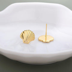 Mini Golden Stainless Steel Shell Earrings