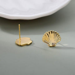 Mini Golden Stainless Steel Shell Earrings