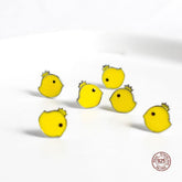 Mini Yellow Chick 925 Sterling Silver Studs Earrings