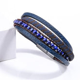 Multilayer Bracelets Stainless Steel Magnetic Lave Stone