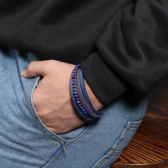 Multilayer Bracelets Stainless Steel Magnetic Lave Stone