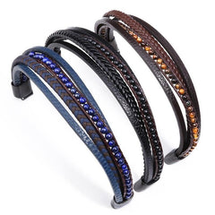 Multilayer Bracelets Stainless Steel Magnetic Lave Stone