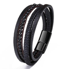 Multilayer Bracelets Stainless Steel Magnetic Lave Stone