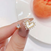 Pearl Heart Golden Open Finger Rings