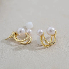Red Pearl Multi Wearing Method Stud Earrings