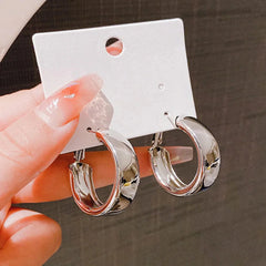 Simple Metal Round Drop Earrings