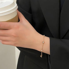 Stainless Steel Anklet Bohemian Stones Roman Numbers Pendent