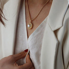 Stainless Steel Freshwater Pearl Pendant Necklaces