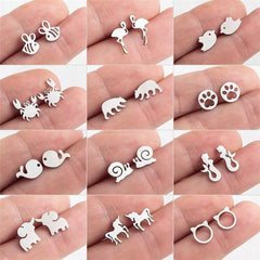 Stainless Steel Mini Animal Cartoon Earrings