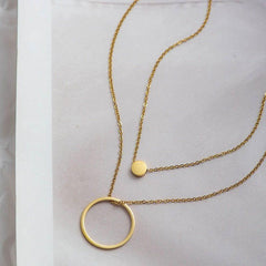 Stainless Steel Multilayer Necklaces Double Rounds