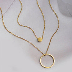 Stainless Steel Multilayer Necklaces Double Rounds