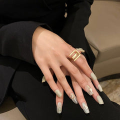 Titanium Steel Golden Geometric Open Finger Rings