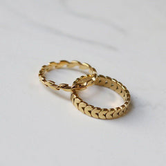 Vintage Geometry Wheat Leaves Rings