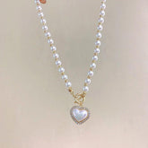 Heart Shaped Simulated Pearl Necklace