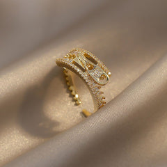 Zipper Shape Zircon Golden Opening Finger Rings