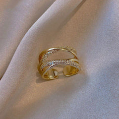 Zircon Metal Cross Golden Finger Rings