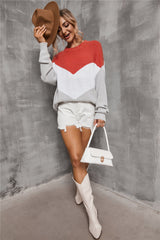 Patchwork Round Neck Pullover