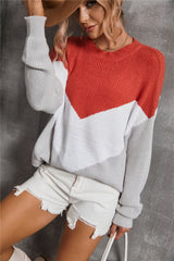 Patchwork Round Neck Pullover