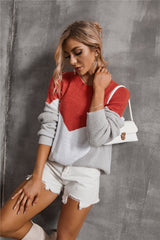 Patchwork Round Neck Pullover