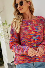 Mix Color Long Sleeve Loose Pullover