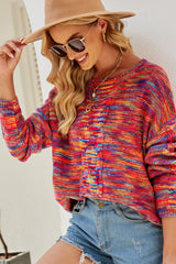 Mix Color Long Sleeve Loose Pullover