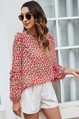 Floral Lace-Sleeve Shirt