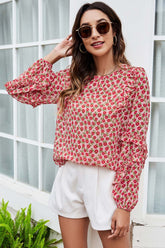 Floral Lace-Sleeve Shirt
