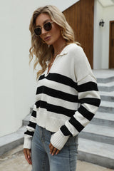 Loose Striped Contrast Pullover