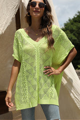 Hollowed Bat Sleeve Knit Shawl