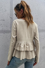 Single-Breasted Double-Layer Pleated T-Shirt