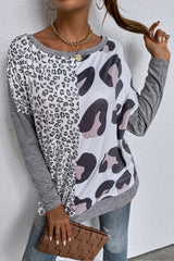 Leopard Print Patchwork T-Shirt