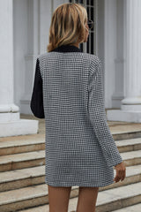 Double-Breasted Black And White Plaid Blazer