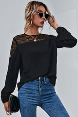 Mesh Stitching Long-Sleeved Shirt