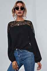 Mesh Stitching Long-Sleeved Shirt