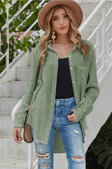 Lapel Single-Breasted Solid Color Shirt