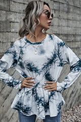 Lotus Leaf Hem Round Neck T-Shirt