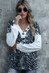 Leopard Print Stitching T-Shirt