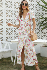 Slit V-Neck Swallowtail Dress