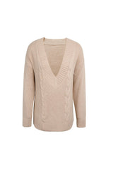 Deep-V Neck Twist Sweater