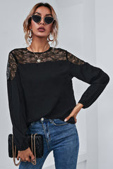 Mesh Stitching Long-Sleeved Shirt