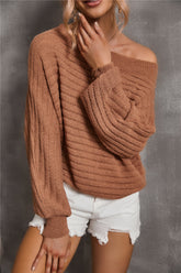 Orange Striped Knit Pullover