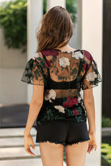 Mesh Ultra-thin Embroidered Top