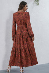 Casual V-Neck Printed Long Dress