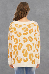 Round Collar Leopard Knitted Sweater