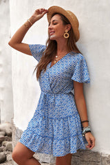 Ruffled Floral Print Dress