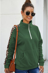 Long Sleeve Leopard Print Stitching Top