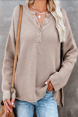 Round Neck Slit Pullover