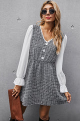 Patchwork Button French Dress
