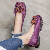 Ethnic Floral Genuine Leather Handcrafted Flat Shoes