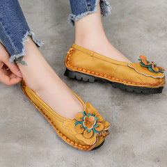 Ethnic Floral Genuine Leather Handcrafted Flat Shoes